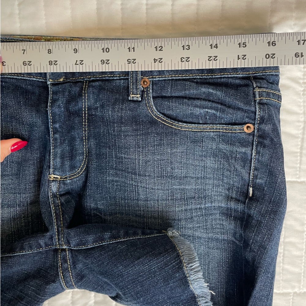 Paige Jimmy Jimmy Denim Cutoff Med to High Rise Shorts Raw Hem Blue Size 27 - Picture 6 of 8